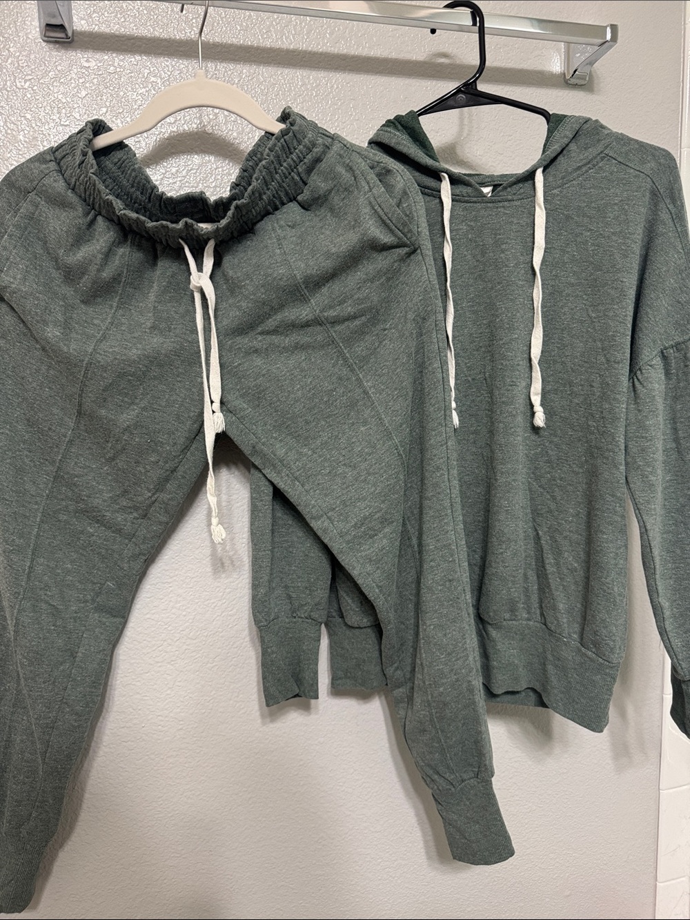 Xhilaration Heathered Green Hoodie with White Drawstrings